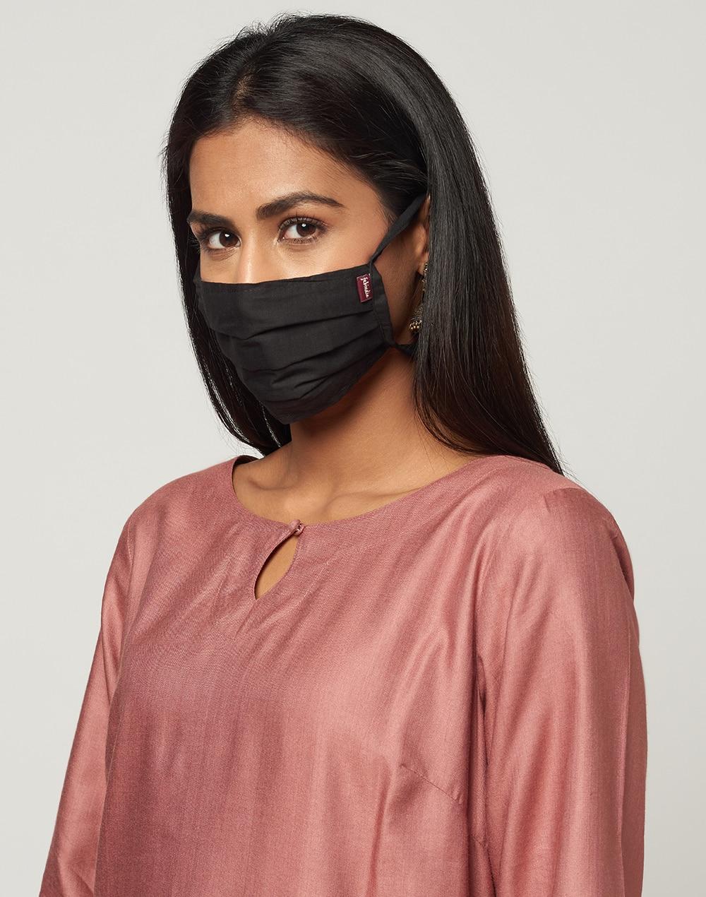 cotton pleated set of 4 tie back mask