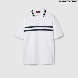 cotton polo shirt with gucci print