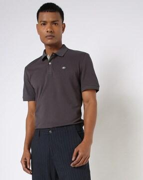 cotton polo t-shirt with brand embroidery