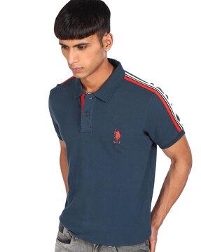 cotton polo t-shirt with contrast taping