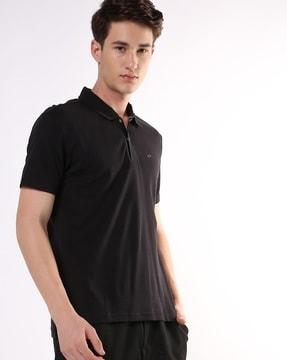 cotton polo t-shirt with embroidered logo