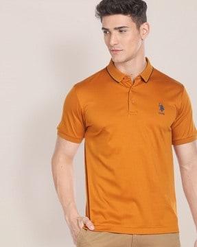 cotton polo t-shirt with embroidered logo