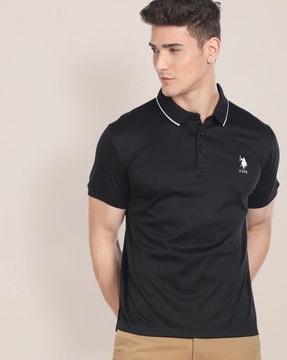 cotton polo t-shirt with embroidered logo