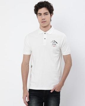 cotton polo t-shirt with logo print