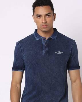 cotton polo t-shirt with logo print