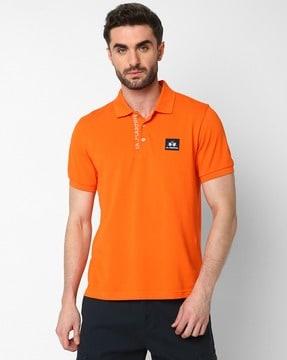 cotton polo t-shirt with logo print