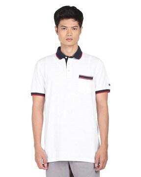 cotton polo t-shirt with patch pocket