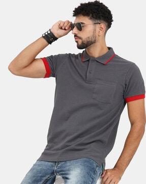 cotton polo t-shirt with patch pocket