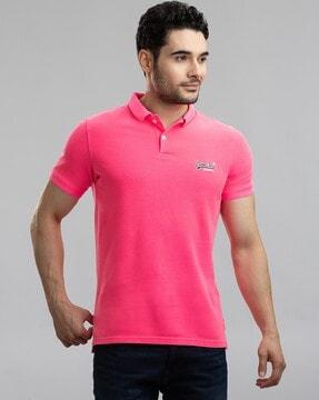 cotton polo t-shirt with placement logo
