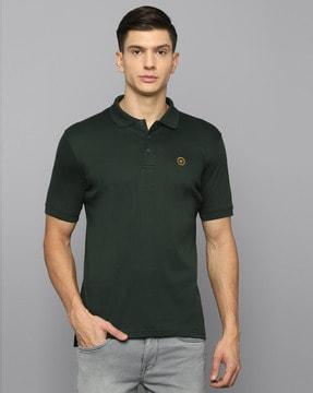 cotton polo t-shirt with ribbed collar