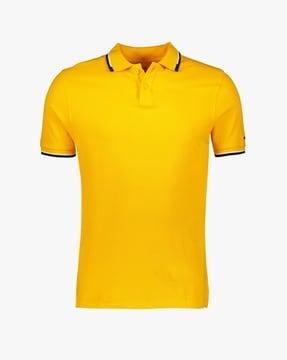 cotton polo t-shirt with ribbed hem