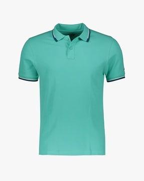 cotton polo t-shirt with ribbed hem