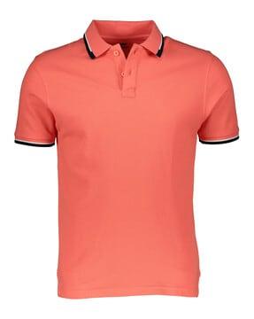 cotton polo t-shirt with ribbed hem