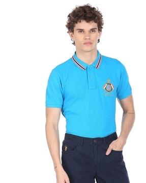 cotton polo t-shirt with ribbed hem