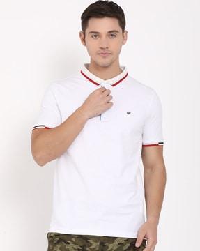 cotton polo t-shirt with ribbed hems