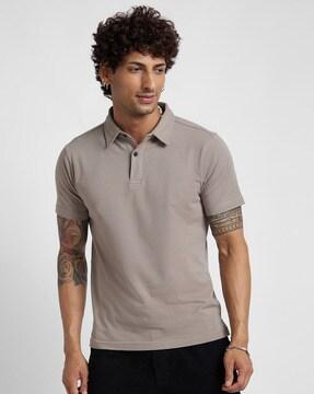 cotton polo t-shirt with ribbed hems