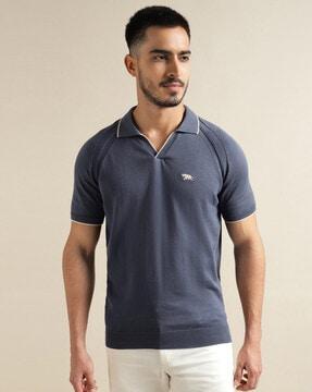 cotton polo t-shirt with ribbed hems