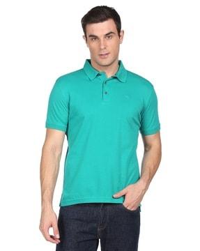 cotton polo t-shirt with spread collar