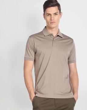 cotton polo t-shirt with spread collar