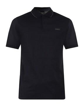 cotton polo t-shirt with spread collar