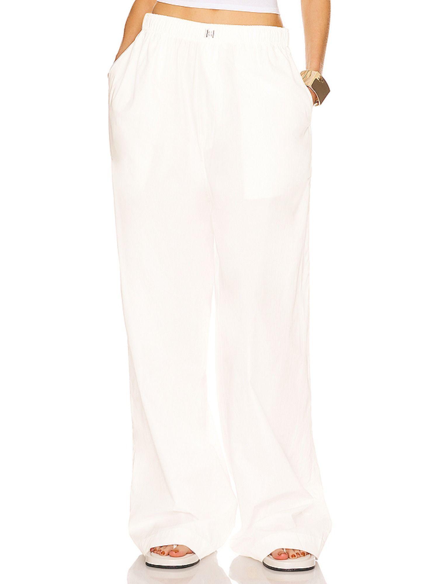 cotton poplin pajama pant white