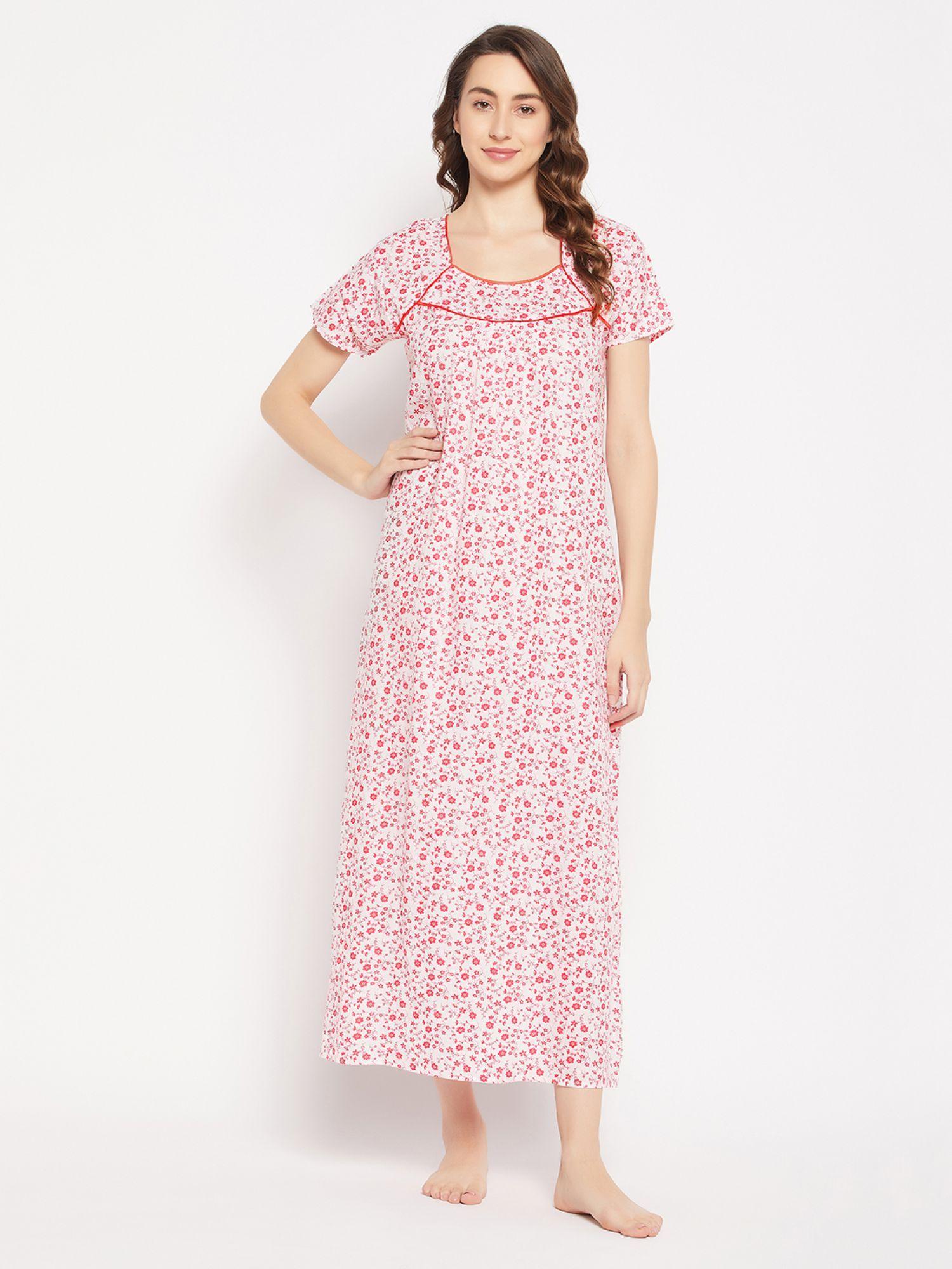 cotton printed long night dress