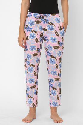 cotton printed multicolor regular fit mid rise women's pyjama - pink