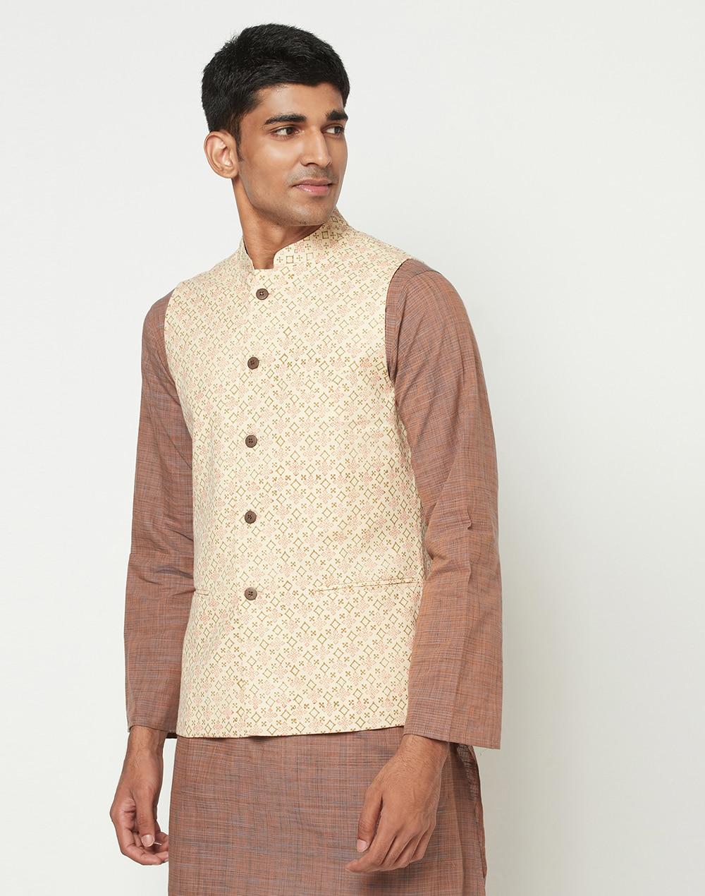 cotton printed nehru jacket