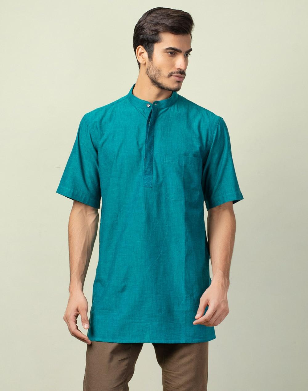 cotton printed placket short kurta