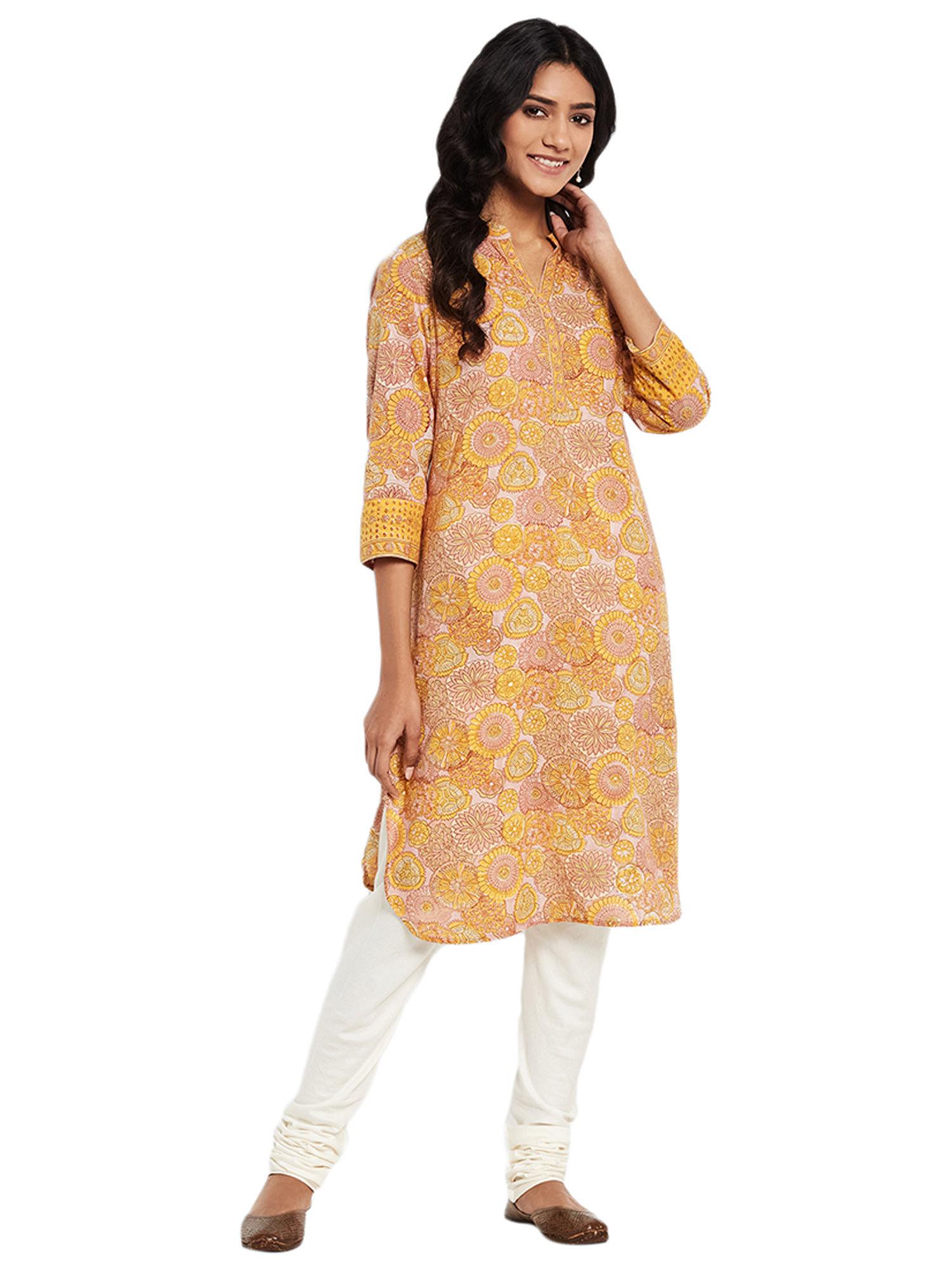 cotton printed regular fit kurta