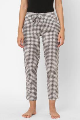 cotton printed regular fit mid rise women's pyjama - grey