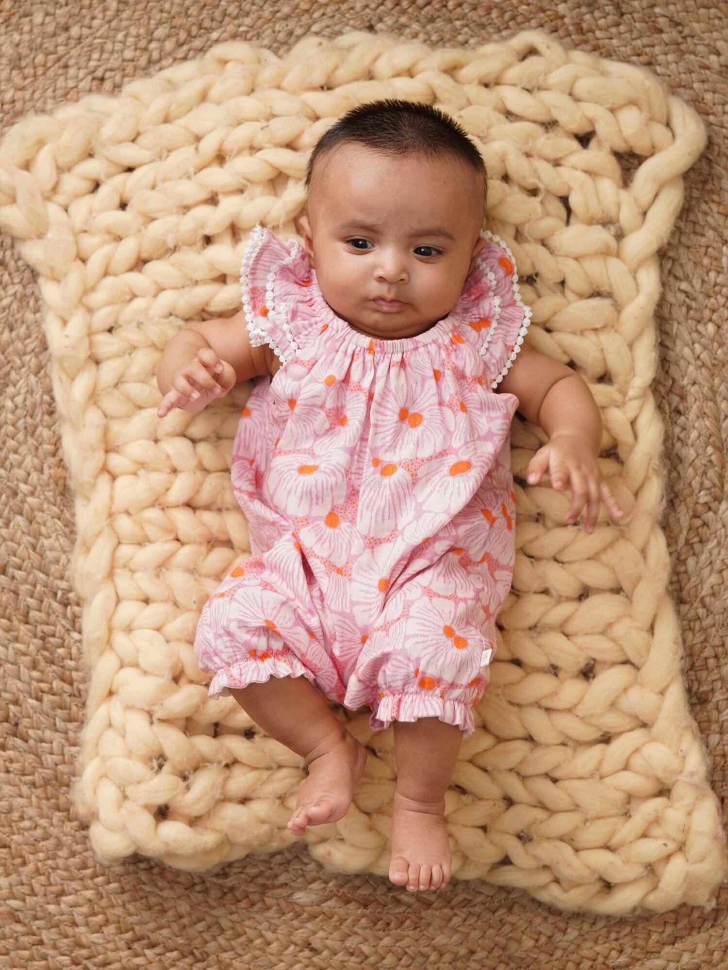 cotton printed rompers for baby girls