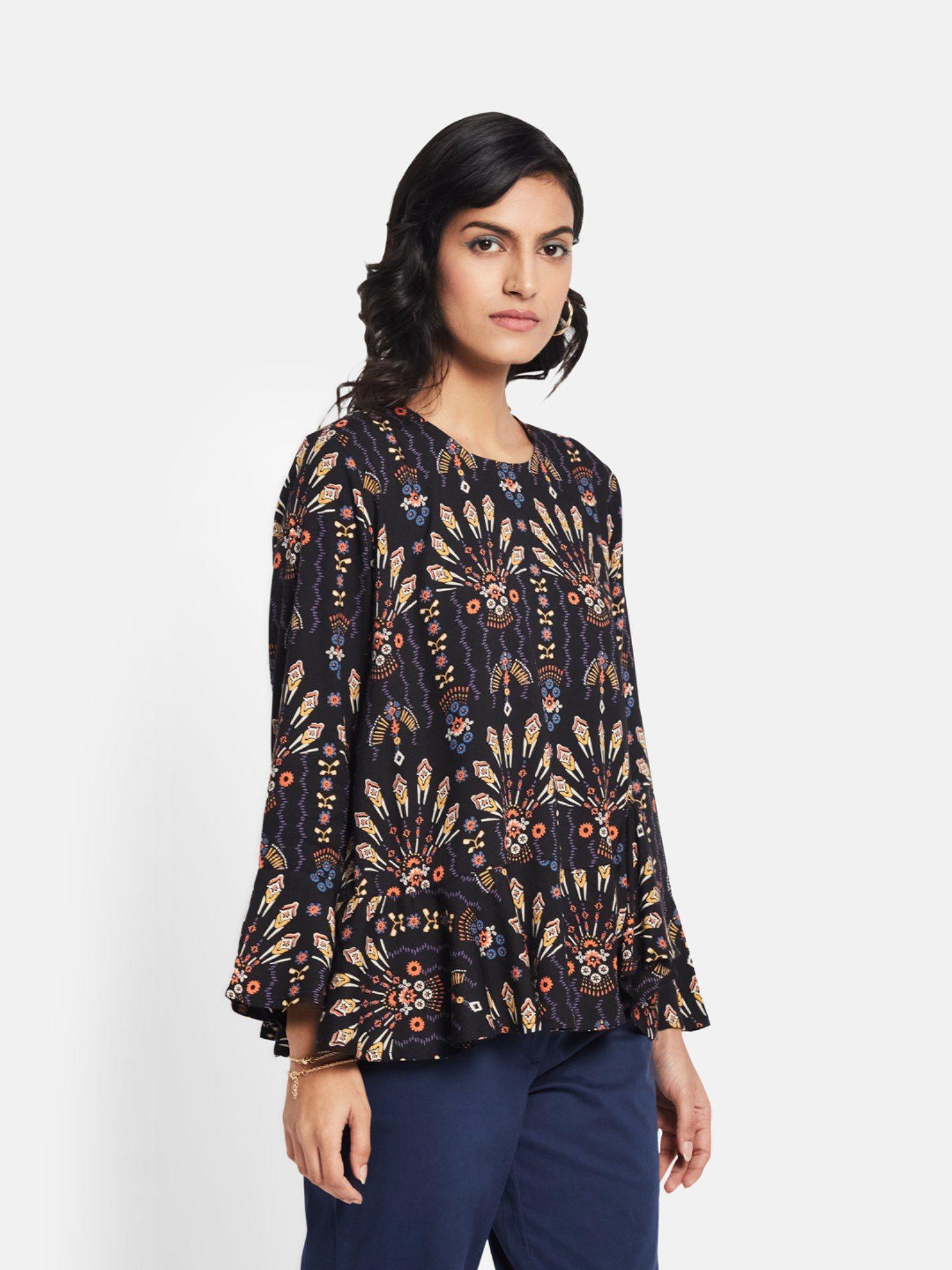 cotton printed ruffles top