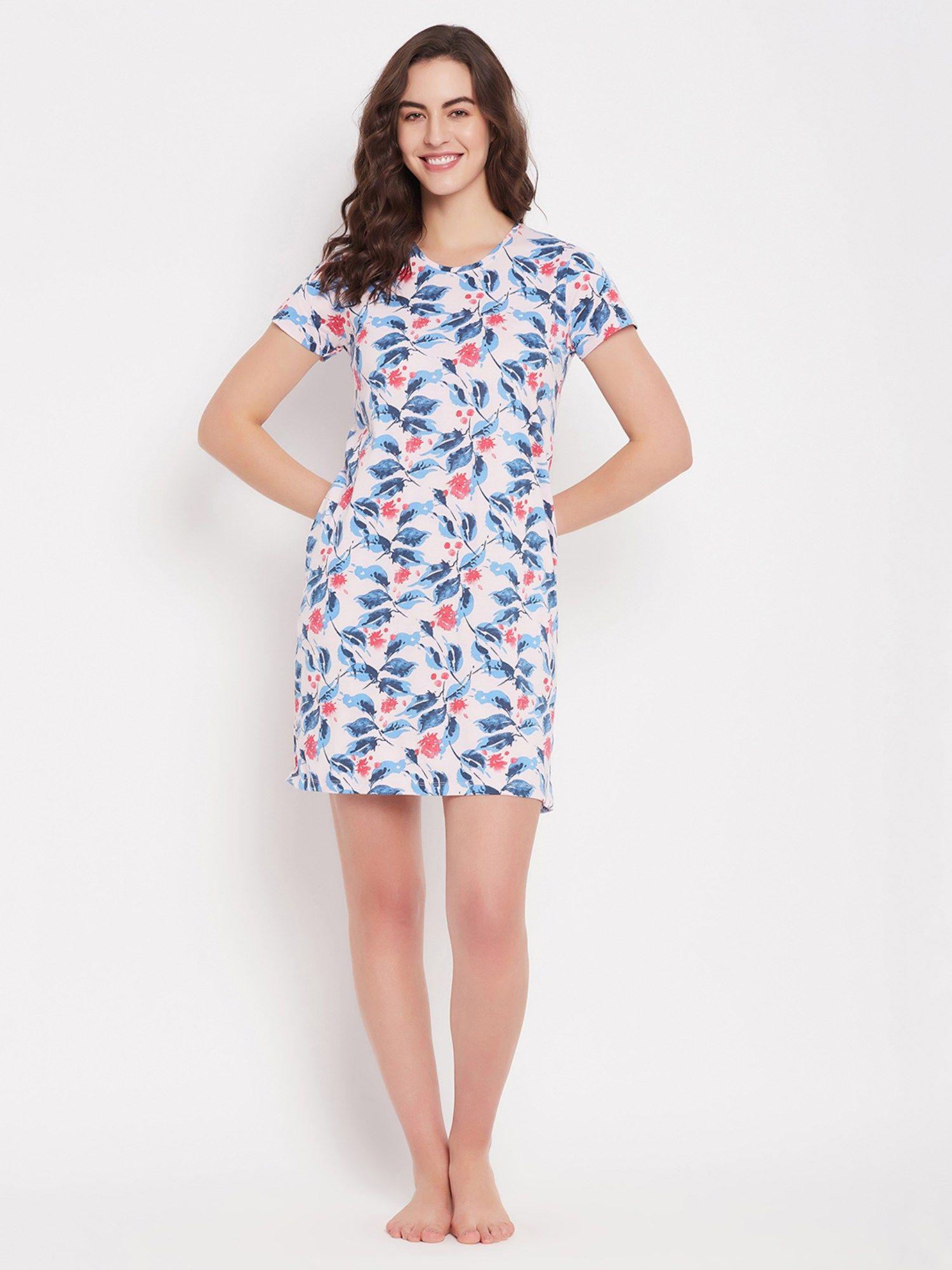 cotton printed short nightdress