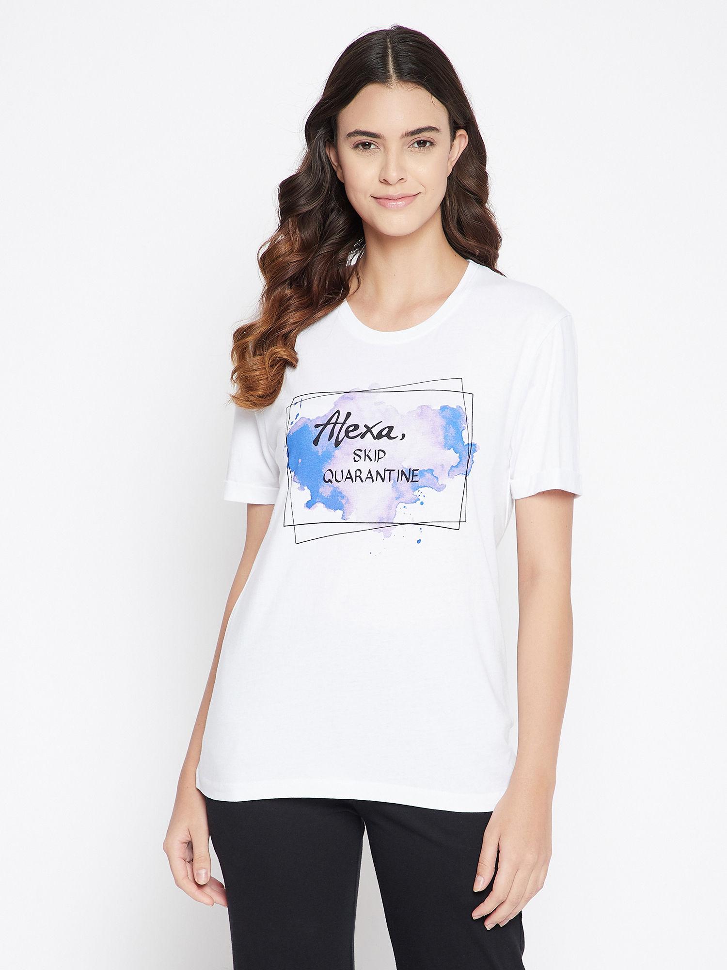 cotton printed short sleeves t-shirt - white