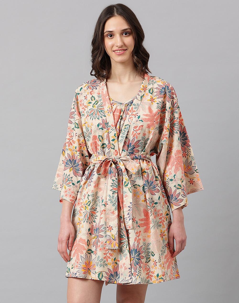 cotton printed sleepwear shrug