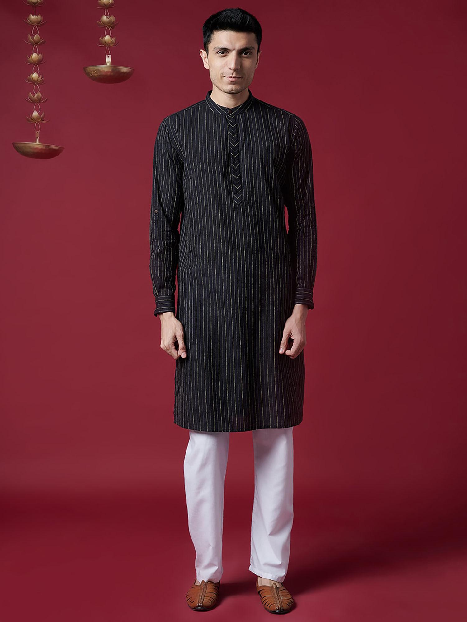 cotton printed slim fit long kurta with cuff