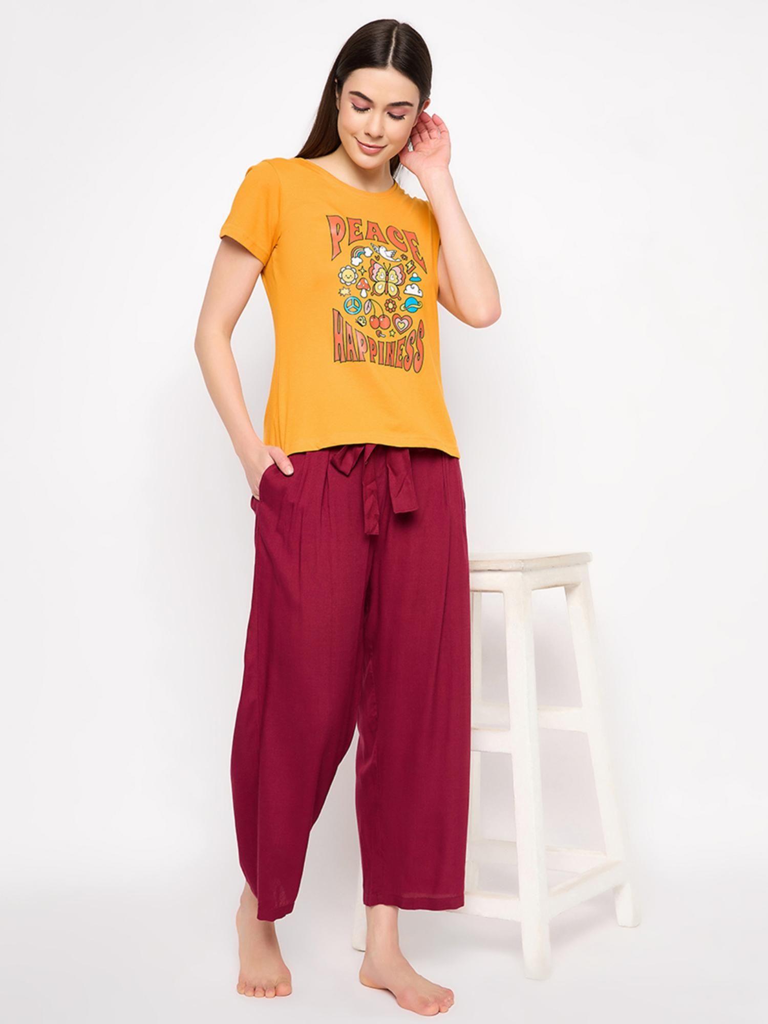 cotton printed t-shirt and pyjama (set of 2)