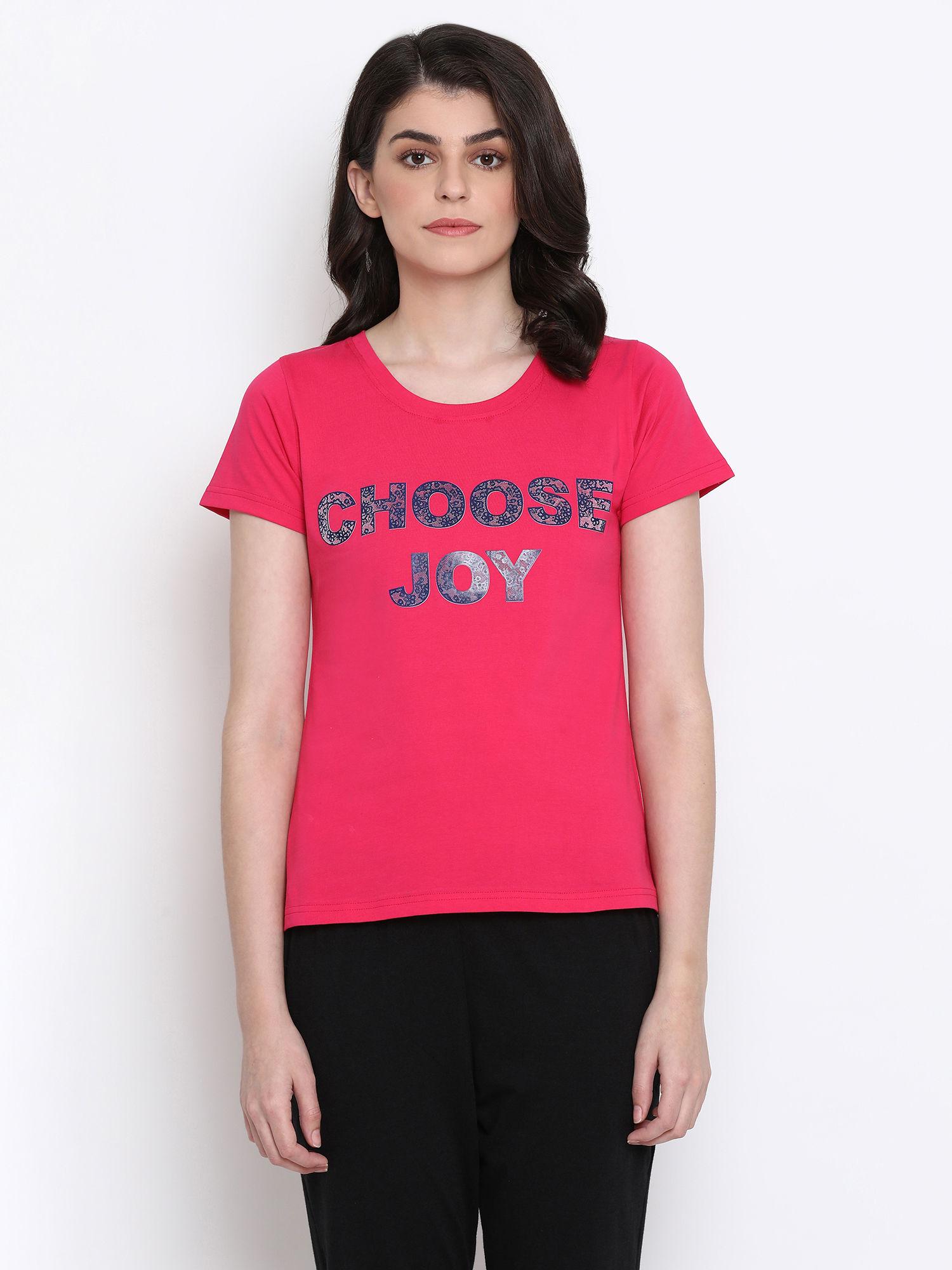 cotton quirky text t-shirt - pink