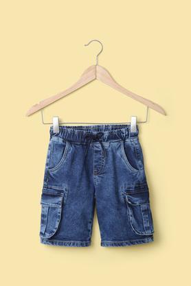 cotton regular fit boy's shorts - mid stone