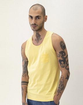 cotton regular fit printed tank top