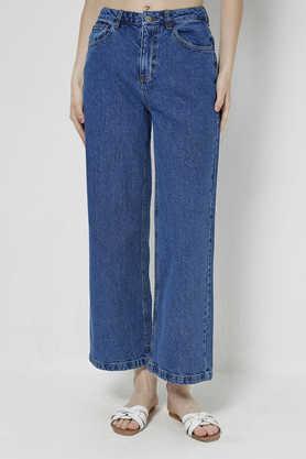 cotton regular fit women's jeans - blue