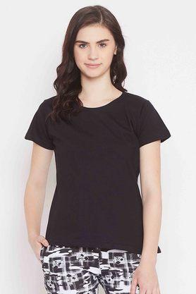 cotton regular fit women's sleep shirt - black