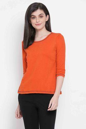 cotton regular fit women's sleep shirt - orange