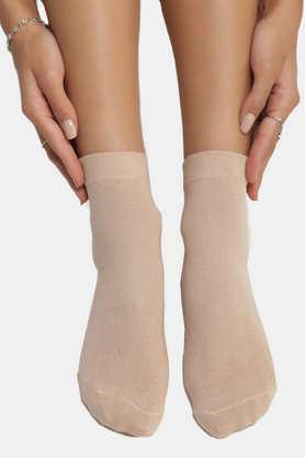 cotton regular fit women's socks pack of 3 - beige - natural