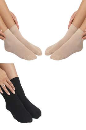 cotton regular fit women's socks pack of 3 - multi - multi