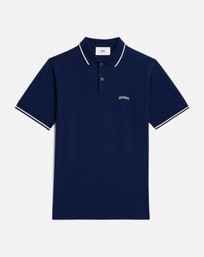 cotton relaxed fit polo t-shirt with brand embroidery
