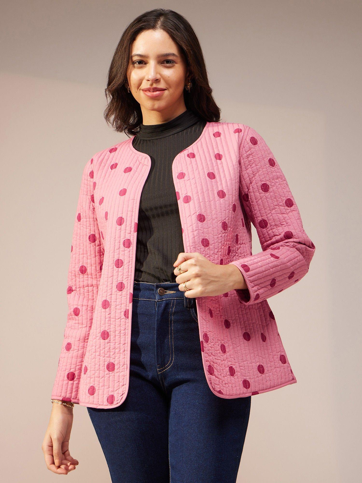 cotton reversible quilted jacket - pink