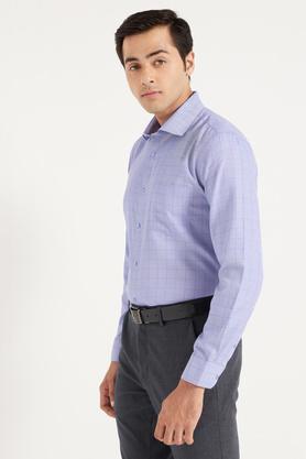 cotton rich check navy blue formal shirt - navy