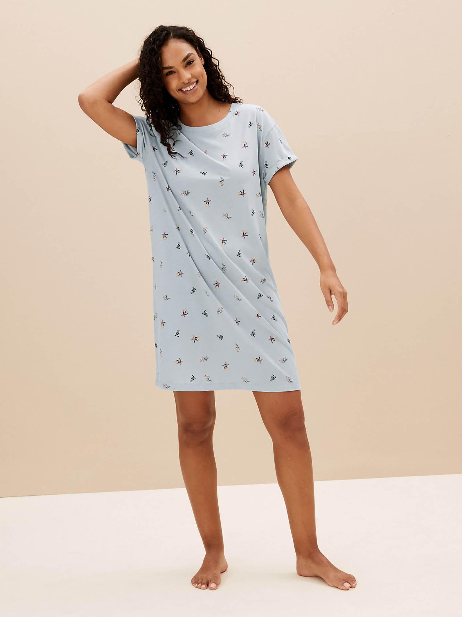 cotton rich floral short nightdress